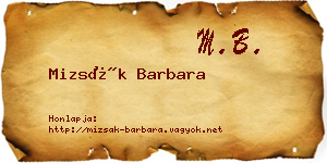 Mizsák Barbara névjegykártya